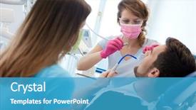  Presentation with dentist - Audience pleasing presentation consisting of dentist's chair using dental backdrop and a teal colored foreground