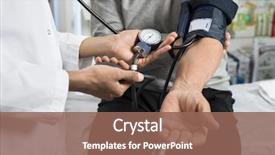  Presentation with blood pressure - Slides enhanced with nurse checking patient's blood background and a violet colored foreground