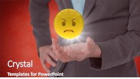  Presentation with close up of digital multimeter - PPT theme having woman's hand with emoji background and a  colored foreground