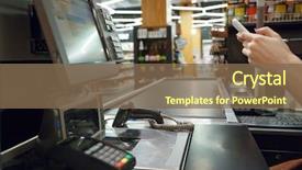  Presentation with microwave imaging image of modern - Cool new slide set with cashier's desk in supermarket backdrop and a violet colored foreground