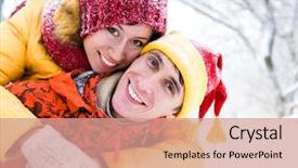  Presentation with family valentine - Colorful presentation theme enhanced with snow in valentine's day backdrop and a coral colored foreground