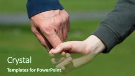  Presentation with father son hands - Audience pleasing presentation theme consisting of protective parents - hands father's and his son backdrop and a tawny brown colored foreground