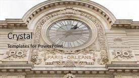  Presentation with museum - Presentation theme featuring clock in d'orsay museum background and a mint green colored foreground