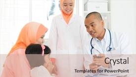  Presentation with doctor asian - PPT layouts enhanced with little patient's parent family background and a soft green colored foreground