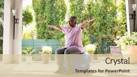  Presentation with woman in under wear - PPT theme consisting of weight - senior woman with arms outstretched background and a lemonade colored foreground