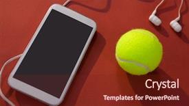  Presentation with high technology - Presentation having ear headphones on maroon background and a tawny brown colored foreground