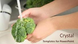  Presentation with hands holding - Amazing slides having nourished - woman's hands holding broccoli sprouts backdrop and a lemonade colored foreground