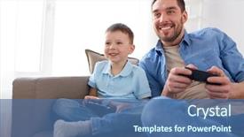  Presentation with video game - PPT layouts having family fatherhood and people concept background and a ocean colored foreground
