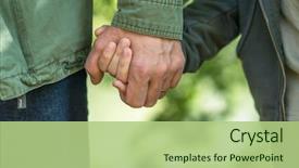  Presentation with father son hands - PPT theme featuring protective parents - road to life hands father's background and a mint green colored foreground