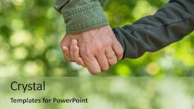  Presentation with father son hands - Presentation theme consisting of protective parents - road to life hands father's background and a mint green colored foreground