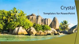  Presentation with turquoise blue and deep blue - Theme featuring anse source d'argent beach background and a  colored foreground