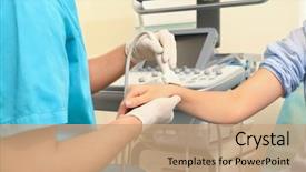  Presentation with examination - PPT layouts featuring examination of patient's wrist background and a coral colored foreground