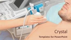  Presentation with shoulder joint - Theme having examination of patient's shoulder background and a lemonade colored foreground