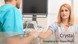  Presentation with ultrasound - Presentation design featuring examination of patient's wrist background and a soft green colored foreground