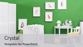  Presentation with animal - PPT theme featuring child's room with animal background and a light gray colored foreground
