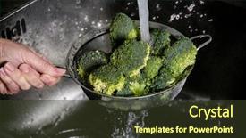  Presentation with hand washing - PPT theme enhanced with washing broccoli under running water background and a tawny brown colored foreground