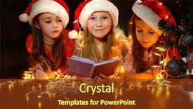  Presentation with baby book - PPT theme consisting of baby haging book - happy small three girls background and a tawny brown colored foreground