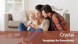  Presentation with happy baby - Slides enhanced with happy mother father with baby background and a tawny brown colored foreground