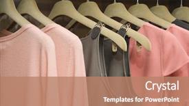  Presentation with clothing - PPT layouts consisting of women's clothes hanging background and a coral colored foreground