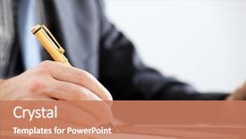  Presentation with writing - Slide set consisting of businessman's hands while writing background and a coral colored foreground