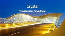  Presentation with airport terminal - Amazing theme having shanghai's pudong international airport backdrop and a ocean colored foreground