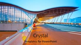  Presentation with airport terminal - PPT theme with shanghai's pudong international airport background and a red colored foreground