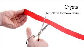  Presentation with cutting ribbon - Cool new presentation theme with red ribbon - new business backdrop and a white colored foreground
