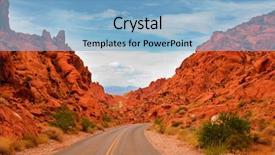  Presentation with scenic views - Amazing PPT theme having desert - scenic views along the road backdrop and a light blue colored foreground