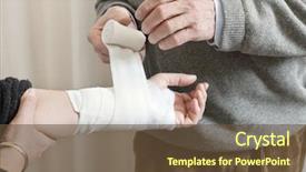  Presentation with wounded - Presentation consisting of patient's wounded hand background and a tawny brown colored foreground