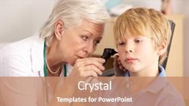  Presentation with british - Colorful presentation design enhanced with examining young boy's ear backdrop and a coral colored foreground