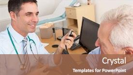  Presentation with blood pressure - Cool new PPT layouts with senior man's blood pressure backdrop and a coral colored foreground