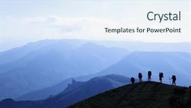  Presentation with tourists - Presentation design consisting of a background of mountain background and a sky blue colored foreground