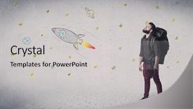  Presentation with backpack - Colorful PPT theme enhanced with a backpack with space backdrop and a  colored foreground