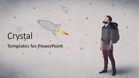  Presentation with special education young adult man - Presentation having a backpack with space background and a  colored foreground