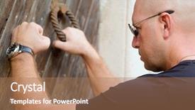  Presentation with man door - PPT theme with a bald headed man background and a  colored foreground