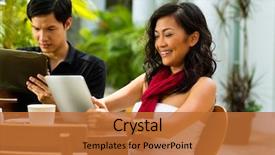  Presentation with internet cafe - Presentation theme featuring a bar or cafe background and a red colored foreground