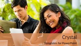  Presentation with internet surfing - PPT theme enhanced with a bar or cafe background and a coral colored foreground