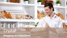  Presentation with one young man exercising handball - Colorful slide deck enhanced with a basket of cake backdrop and a  colored foreground