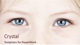  Presentation with blue eyes technology close up - Beautiful PPT theme featuring a beautiful blue eye backdrop and a lemonade colored foreground
