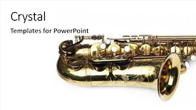  Presentation with jazz - Theme featuring a beautiful golden saxophone background and a white colored foreground