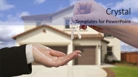  Presentation with new home - Audience pleasing slides consisting of a beautiful new home backdrop and a light blue colored foreground