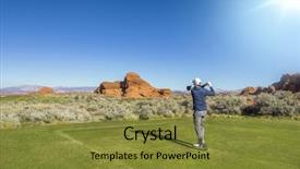  Presentation with golf course - Presentation design with a beautiful scenic desert background and a gold colored foreground