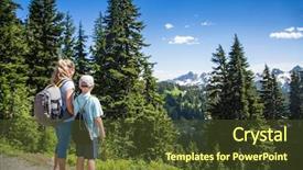  Presentation with hiking mountain - PPT layouts consisting of a beautiful scenic mountain background and a tawny brown colored foreground