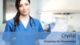  Presentation with nurse - Amazing theme having a beautiful smiling nurse backdrop and a teal colored foreground