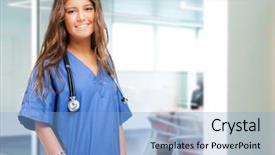  Presentation with nurse - Slide set consisting of a beautiful smiling nurse background and a light blue colored foreground