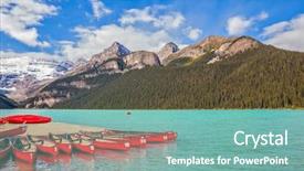  Presentation with banff national park - PPT theme enhanced with a beautiful sunny day background and a seafoam green colored foreground