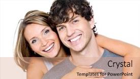  Presentation with portrait happy family smiling - Theme enhanced with a beautiful young happy background and a coral colored foreground