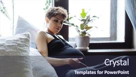  Presentation with pregnant mother - Presentation theme having a bed the pregnant background and a  colored foreground