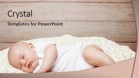  Presentation with baby sleeping - Beautiful PPT theme featuring a bed while sleeping backdrop and a soft green colored foreground
