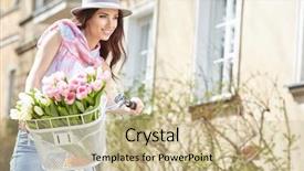  Presentation with joyful - PPT theme enhanced with beatiful nature - joyful stylish woman in gray background and a mint green colored foreground